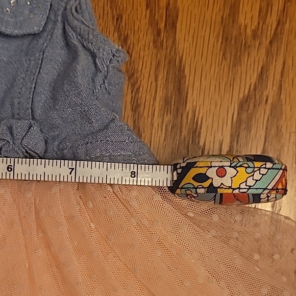 Little Lass Denim And Pink Lace Casual Sleeveless Snap Button Dress LOT H - Picture 6 of 7